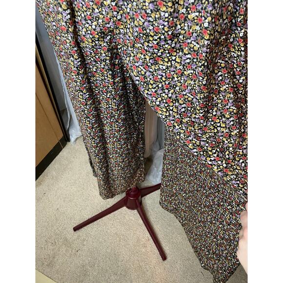 jumpsuit 1990s floral smocked top cottagecore pink yellow purple - Picture 5 of 10